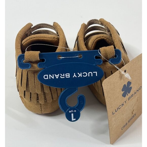 Lucky Brand Baby Girls Fringe Faux Suede Booties Size 1 Tan - Picture 7 of 11